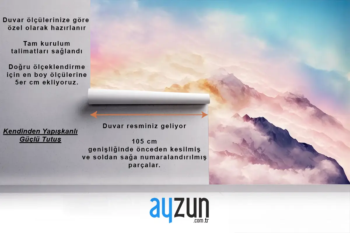 Çocuk Odası Duvar Kağıdı Bulutlar Ve Dağlar