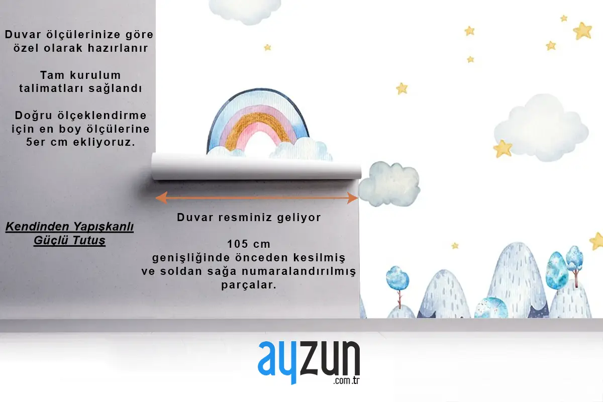 Çocuk Odası Duvar Kağıdı Dağlar Ve Ağaçlar