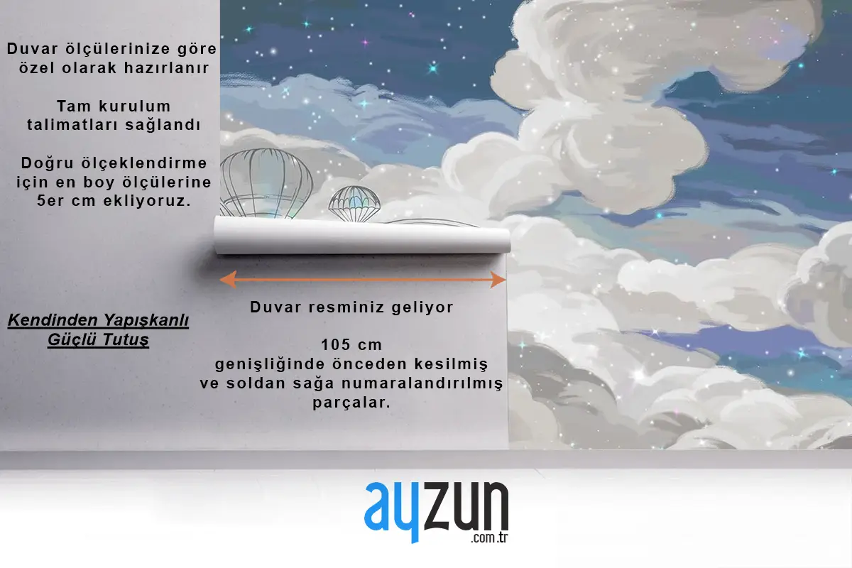 Çocuk Odası Duvar Kağıdı Gökyüzünde Uçan Balina