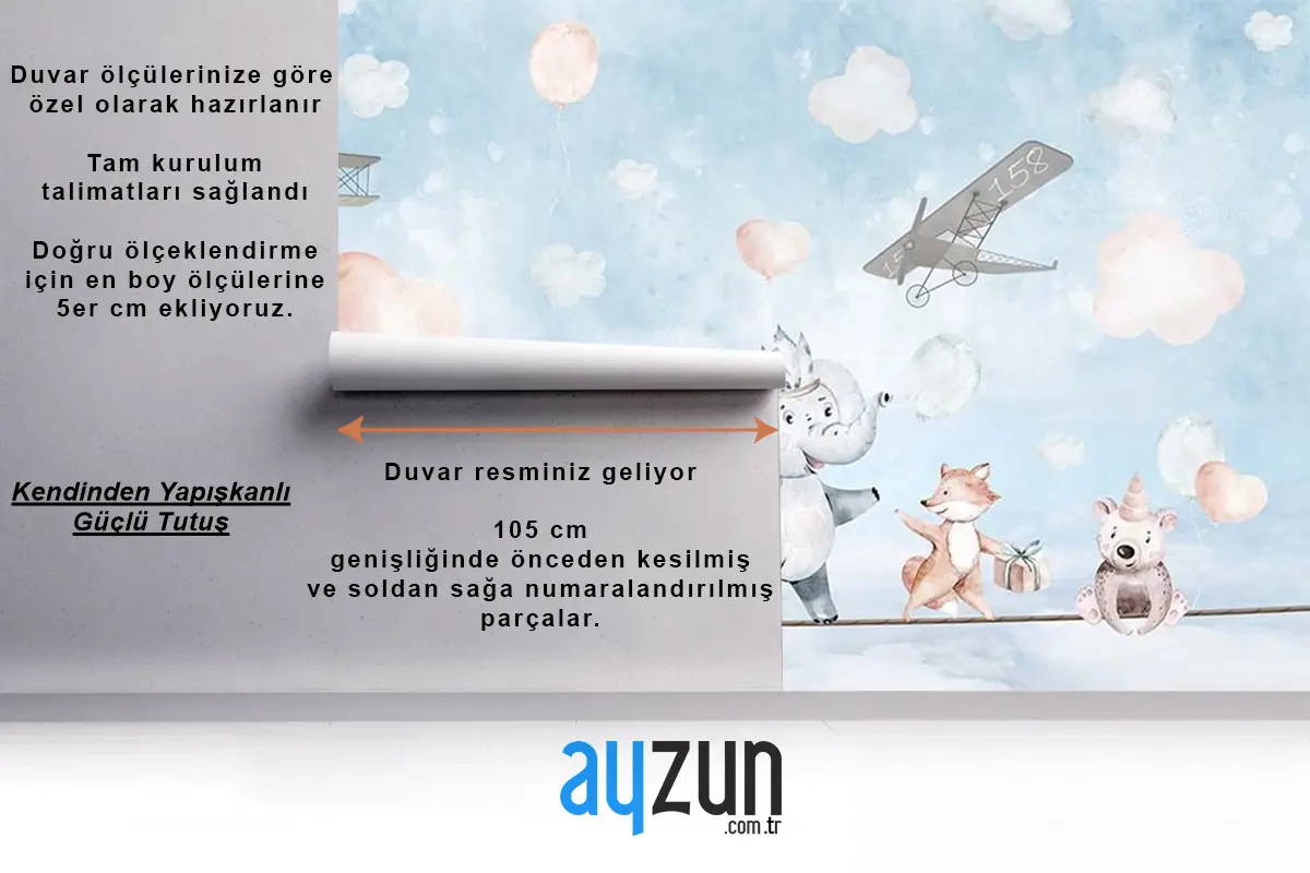 Çocuk Odası Duvar Kağıdı Ip Üzerinde Hayvanlar