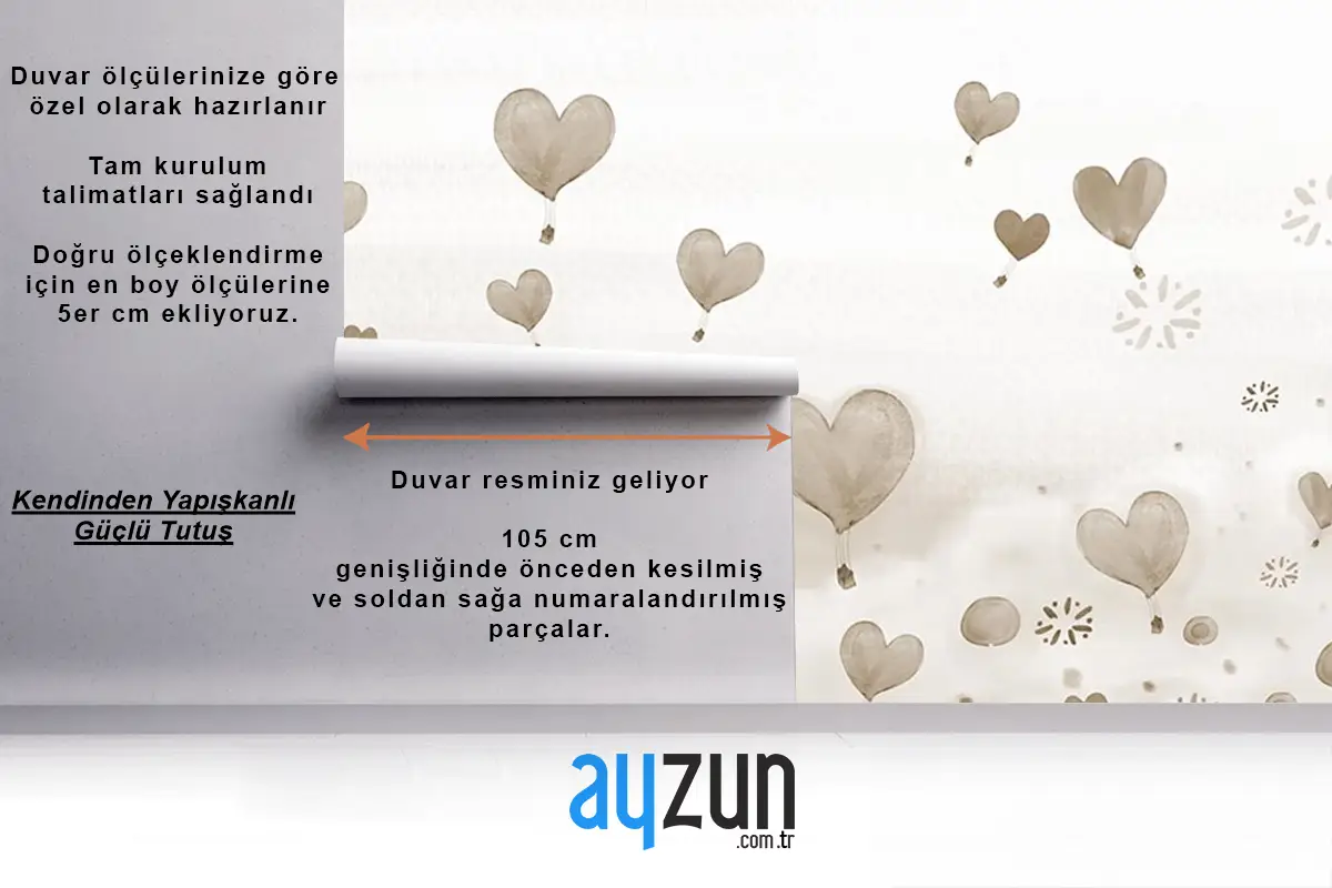 Krem Bej Balonlar Çocuk Odası Duvar Kağıdı