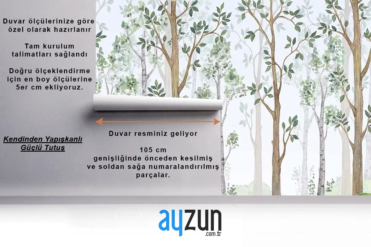Çocuk Odası Duvar Kağıdı Orman Ağaç Manzarası
