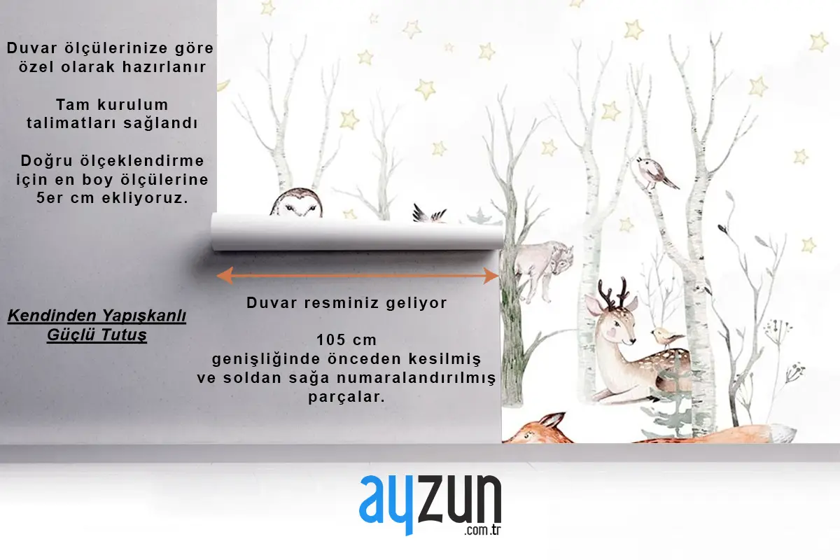 Çocuk Odası Duvar Kağıdı Ormandaki Sevimli Hayvanlar