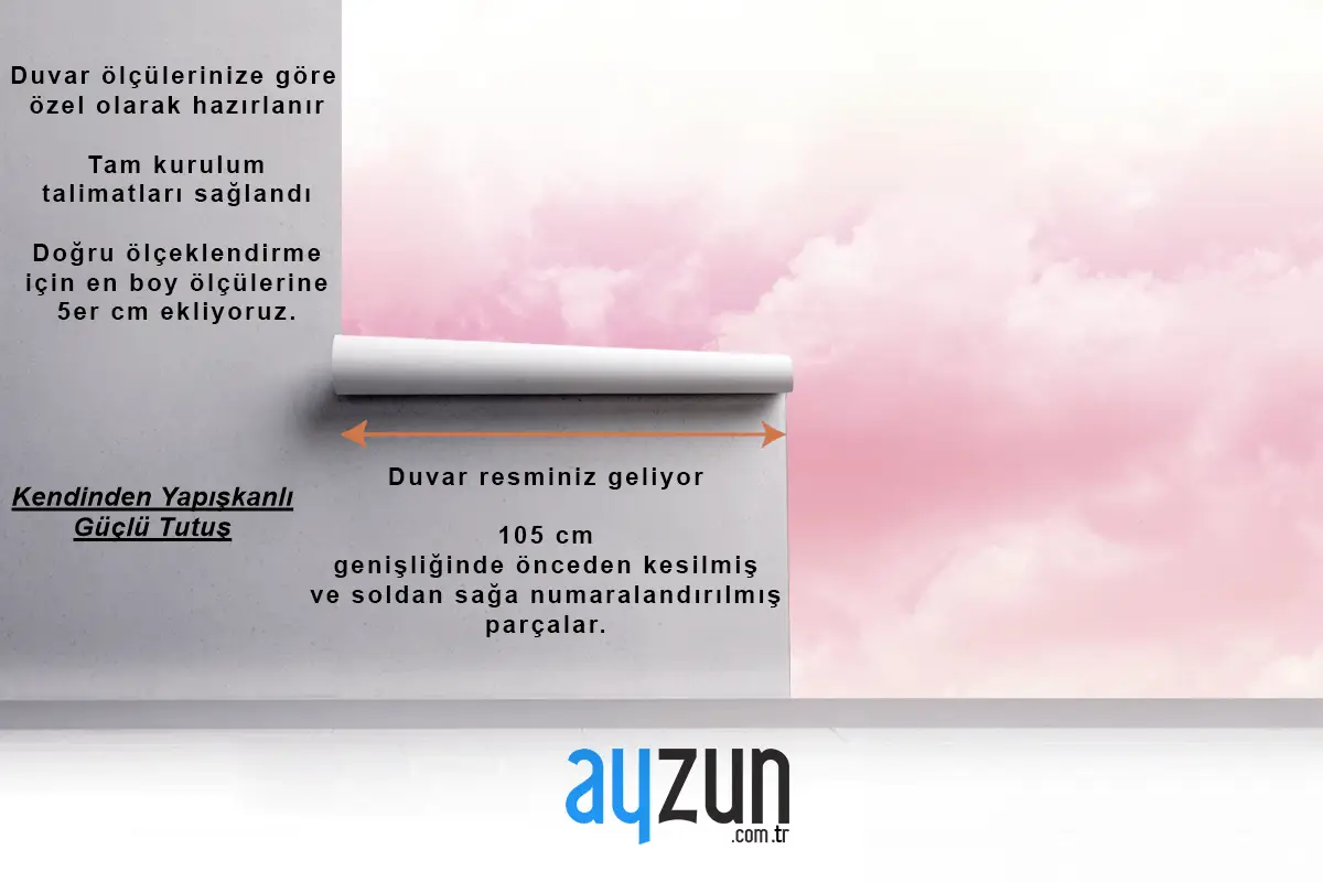 Çocuk Odası Duvar Kağıdı Pembe Bulutlar