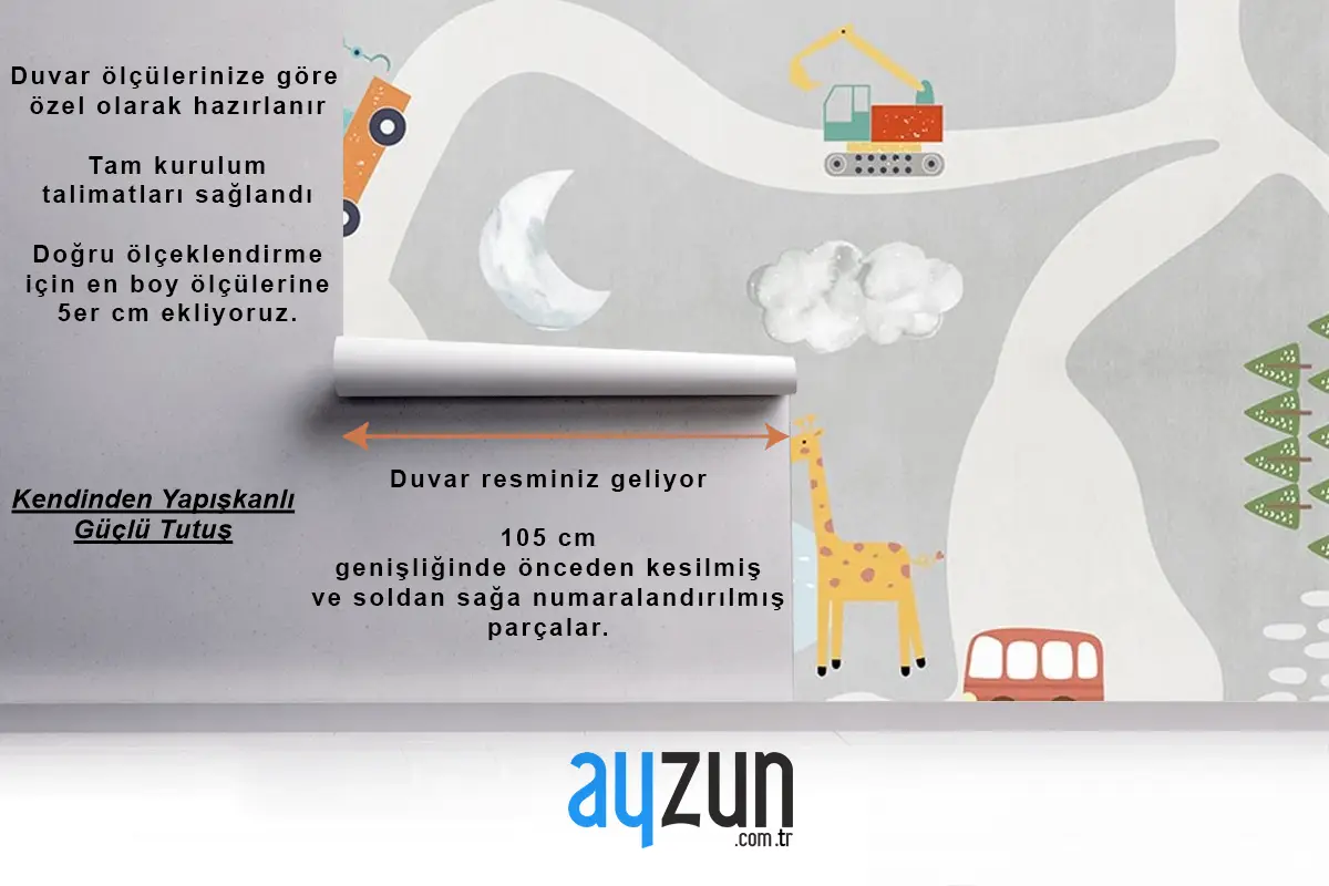 Çocuk Odası Kamyon Dozer Çocuk Odası Duvar Kağıdı