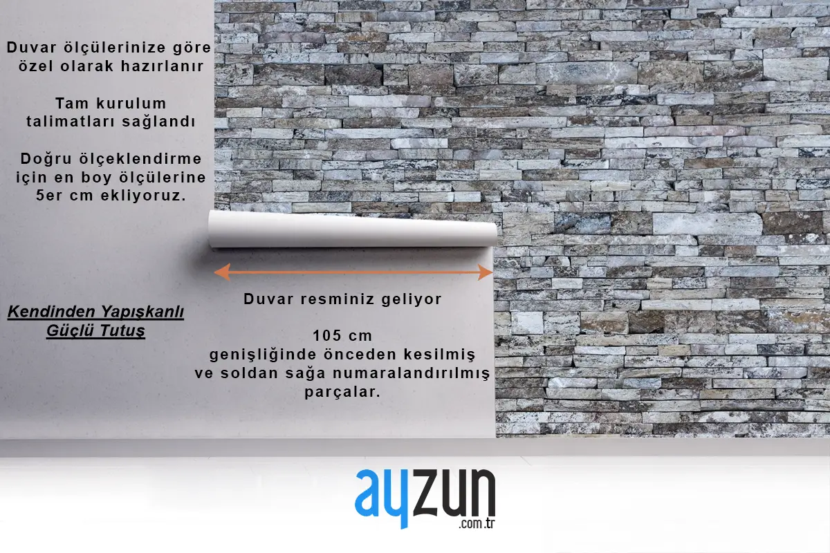 Çoklu Gri Tuğla Dokusu Duvar Kağıdı