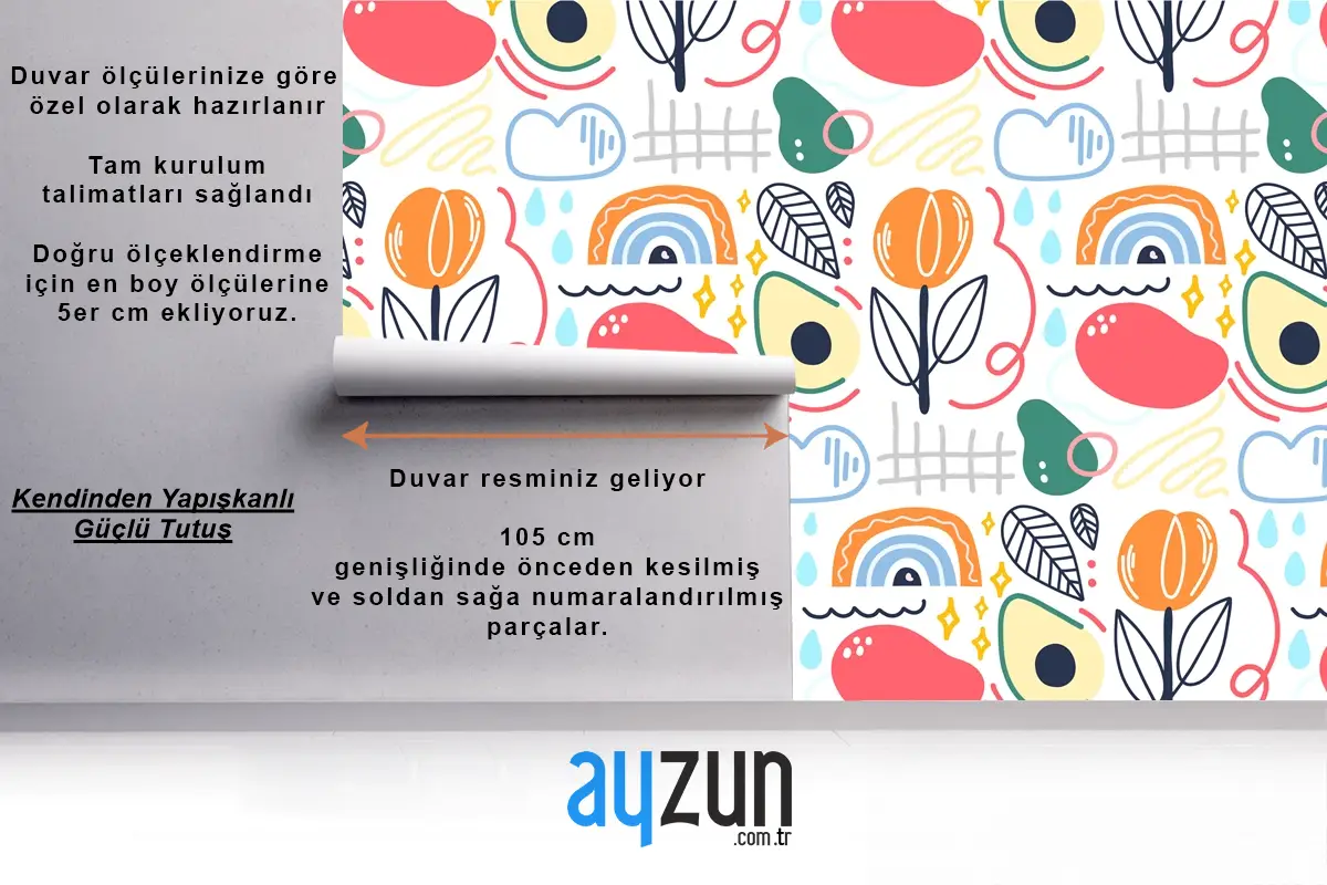 Renkli Soyut Organik Şekiller Mutfak Duvar Kağıdı 