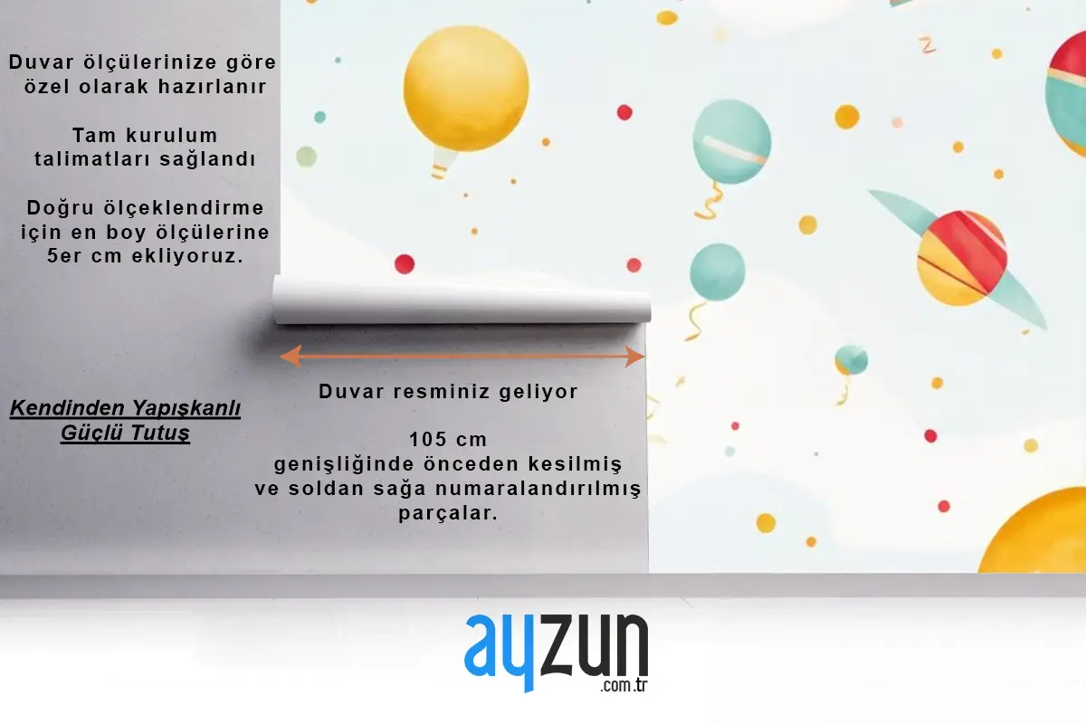 Bayraklı Renkli Balonlar Bayraklı Renkli Balonlar Çocuk Odası Duvar Kağıdı