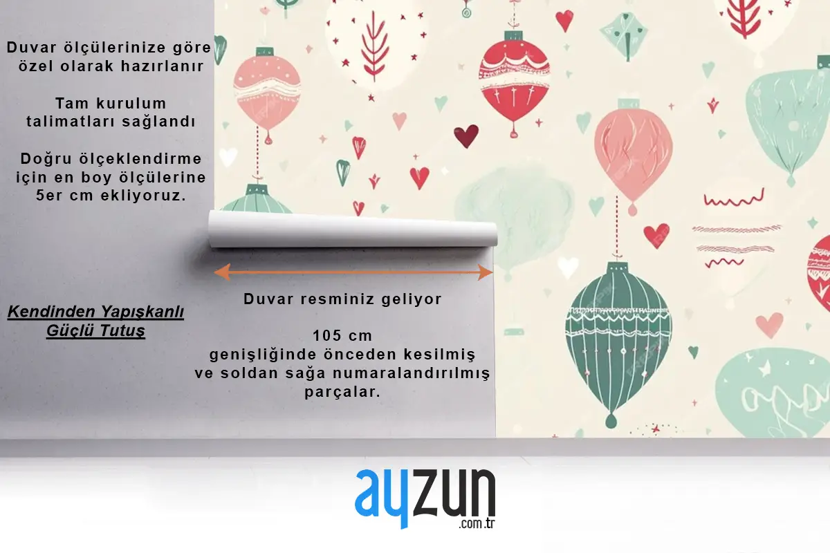 Renkli Noel Dikişsiz Desen Çocuk Odası Duvar Kağıdı