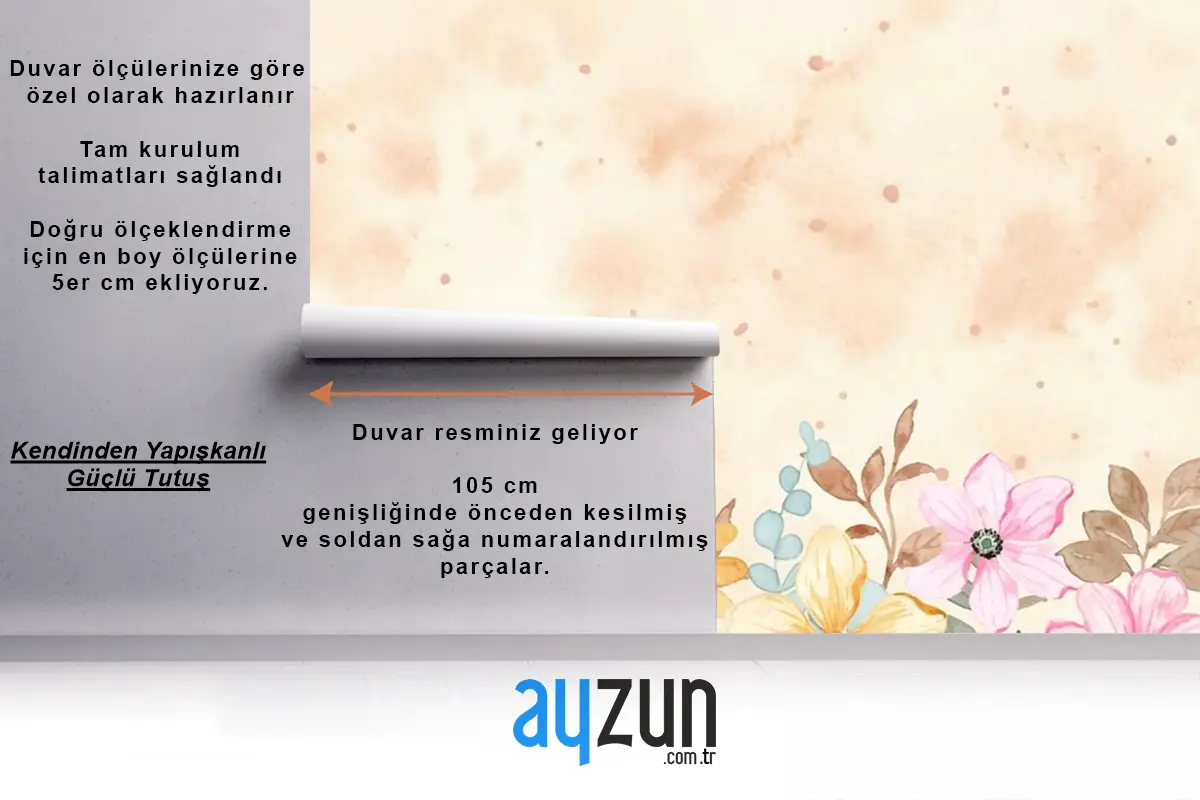 Renkli Çiçekli Bahçe Arkaplanı Suluboya Duvar Kağıdı 