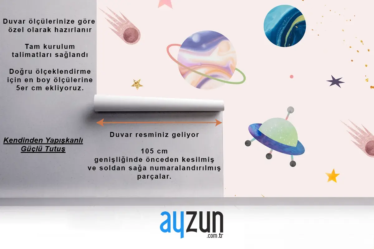 Pastel Arkaplanda Renkli Galaksi Suluboya Doodle Çocuk Odası Duvar Kağıdı