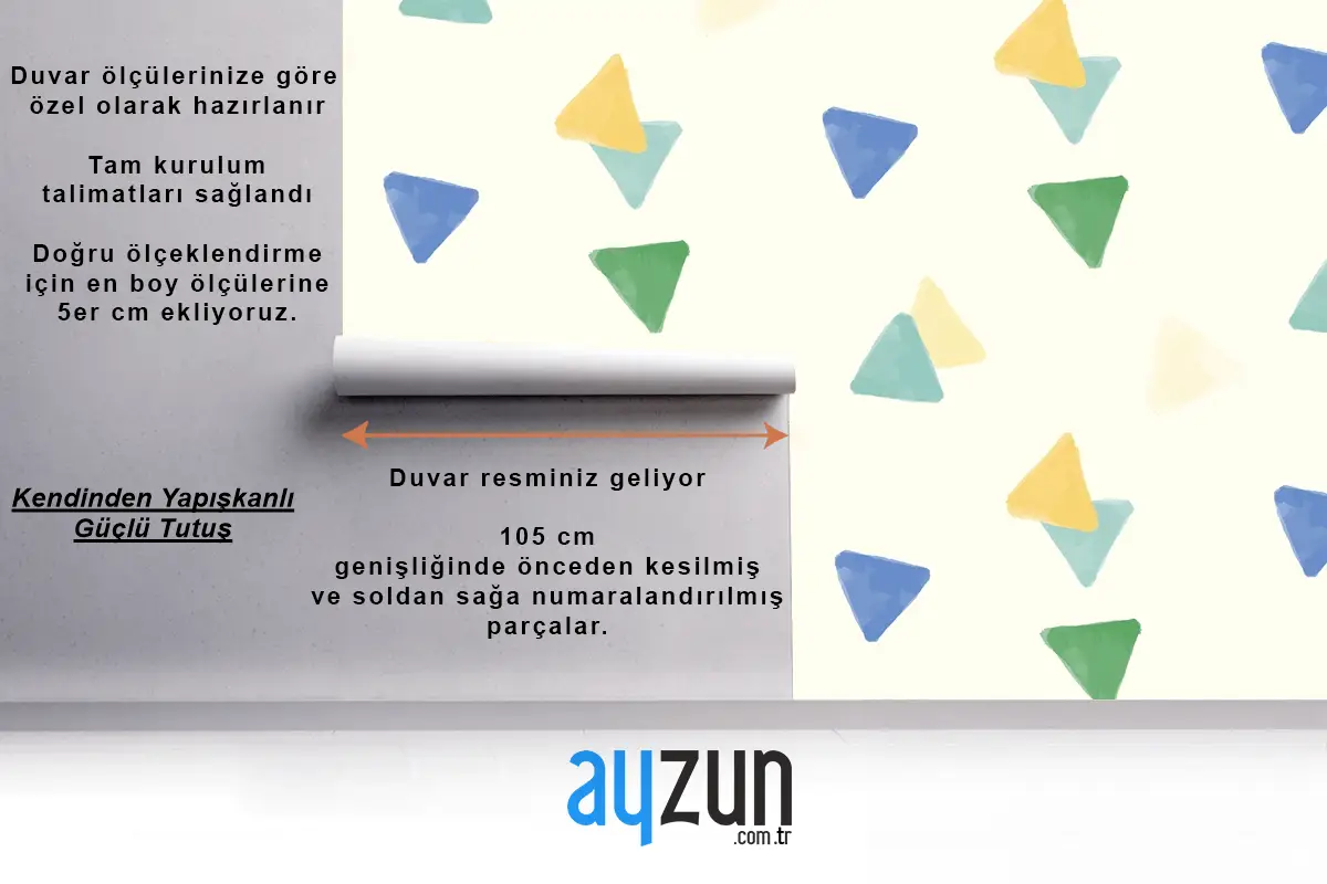 Renkli Geometrik Dikişsiz Desen Tasarımı Çocuk Odası Duvar Kağıdı