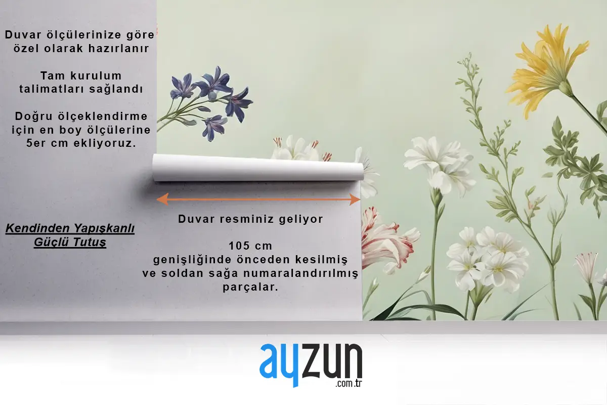 Renkli Bitkiler Ve Çiçekler Duvar Kağıdı