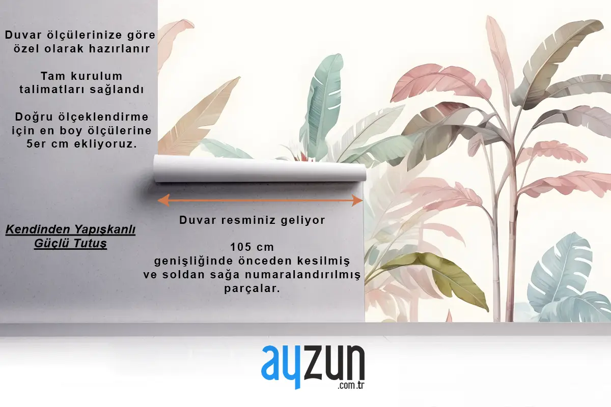 Renkli Tropikal Muz Ağacı Duvar Kağıdı 