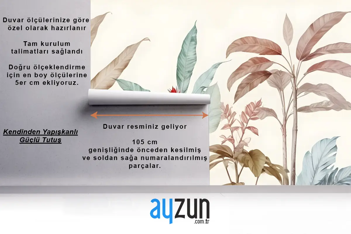 Renkli Tropikal Muz Ağacı Duvar Kağıdı 