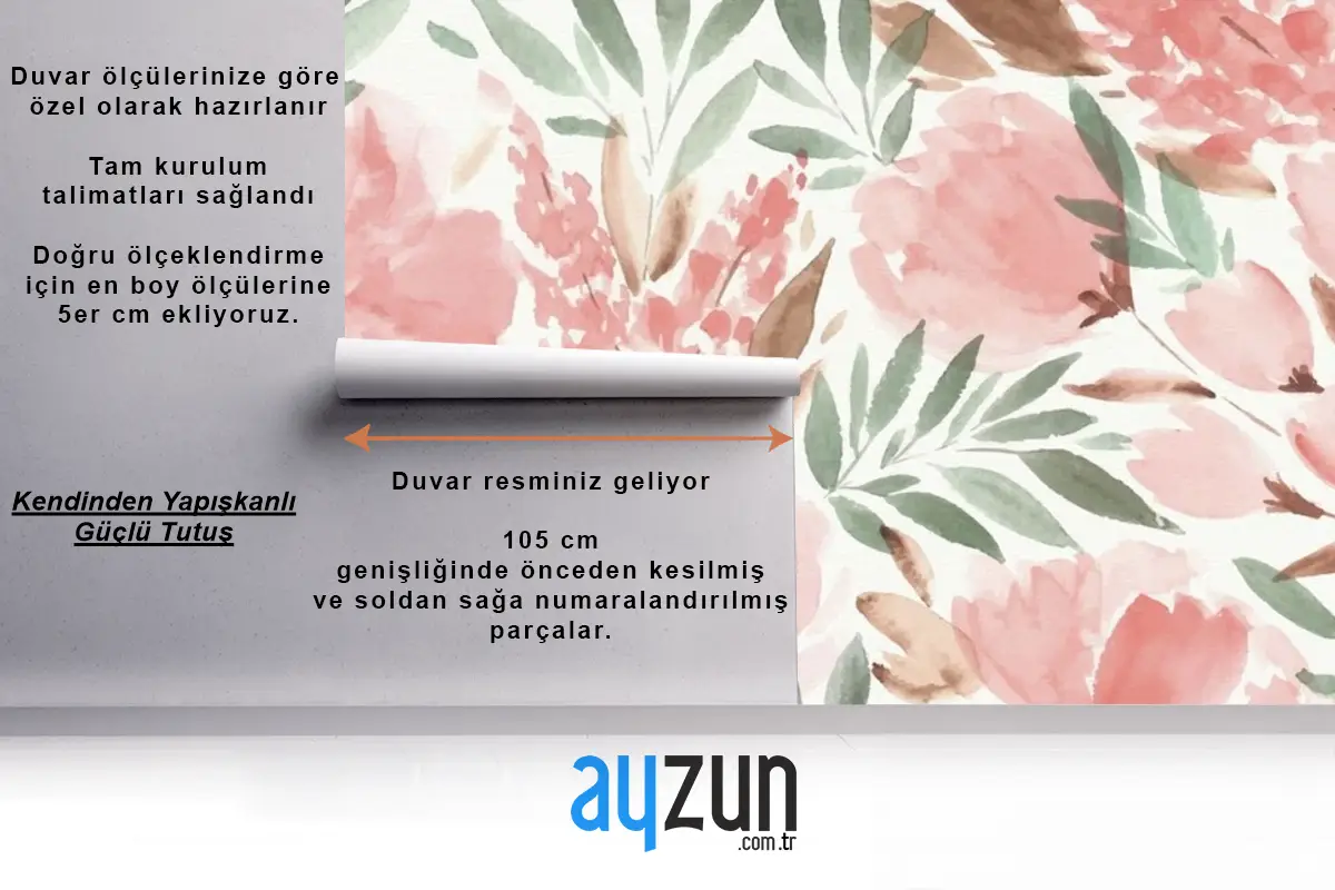 Renkli Suluboya Çiçek Arka Plan Duvar Kağıdı 