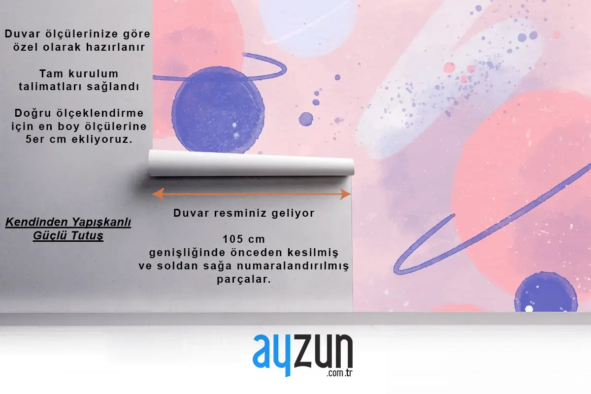 Renkli Suluboya Galaxy Çocuk Odası Duvar Kağıdı 