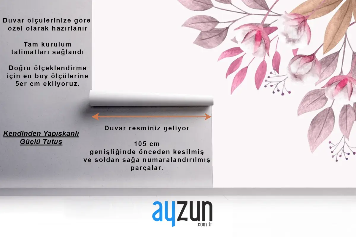 Kopya Uzay Bahar Arkaplanı Çiçekler Ve Yapraklar Duvar Kağıdı