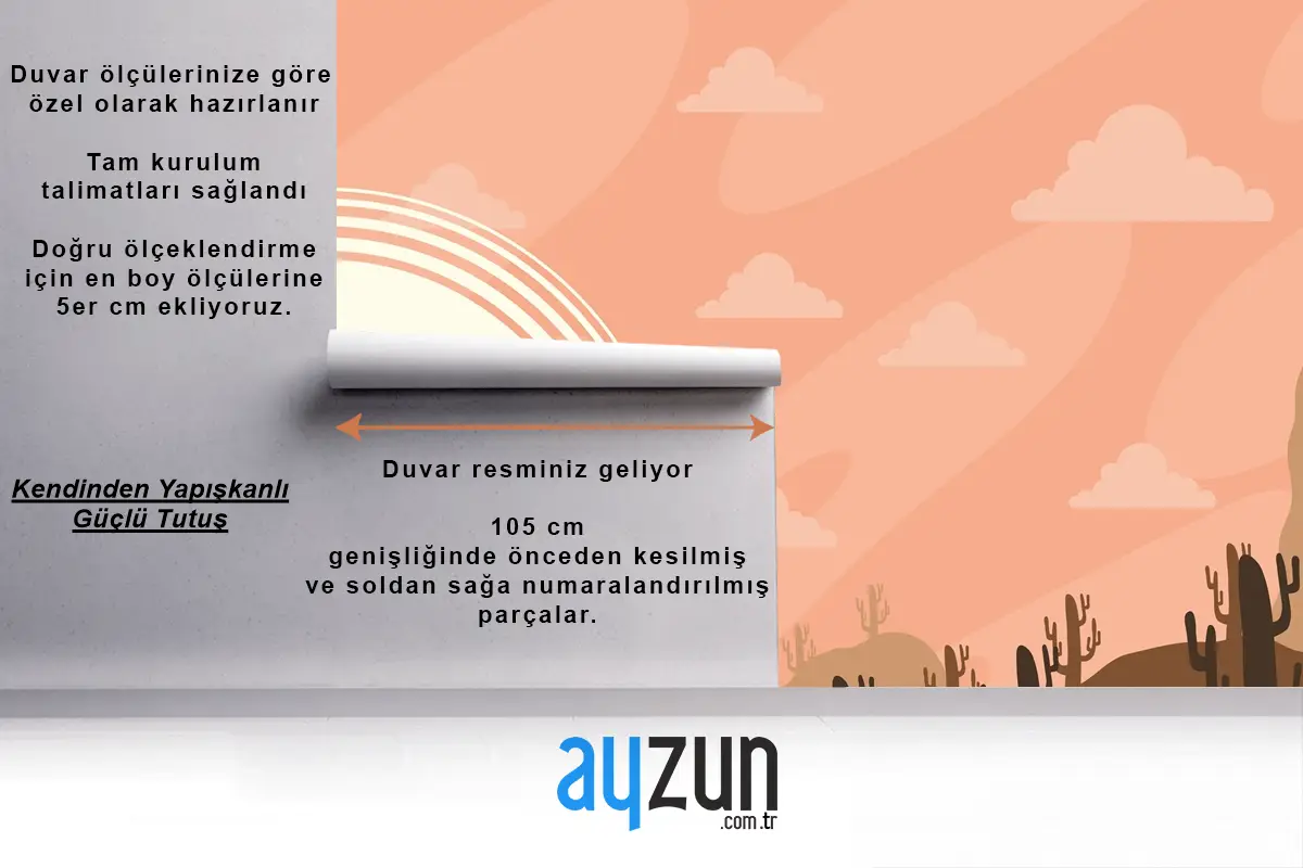 Çölde Kovboy Sahne Posteri Çocuk Odası Duvar Kağıdı