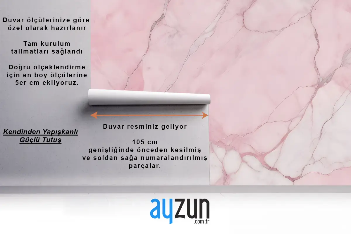 Kırık Pembe Mermer Banyo Duvar Kağıdı
