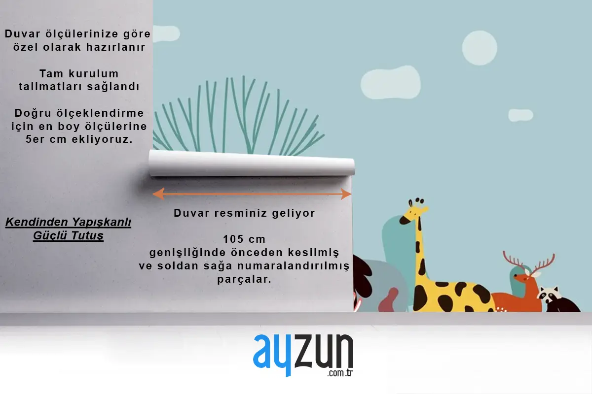 Vahşi Hayvanların Sevimli Grubu Çocuk Odası Duvar Kağıdı