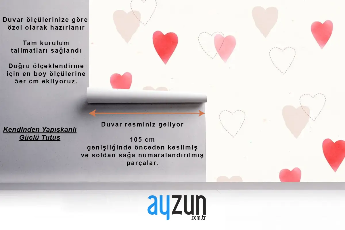 Sevimli Aşk Desen Arka Plan Çocuk Odası Duvar Kağıdı