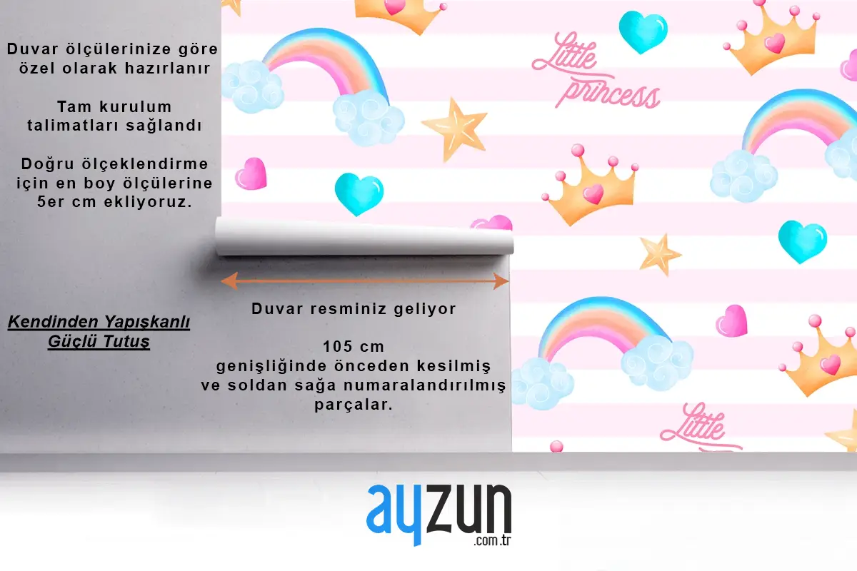Küçük Bir Prenses Çocuk Odası Duvar Kağıdı  İçin Güzel Unsurlarla Sevimli Desen