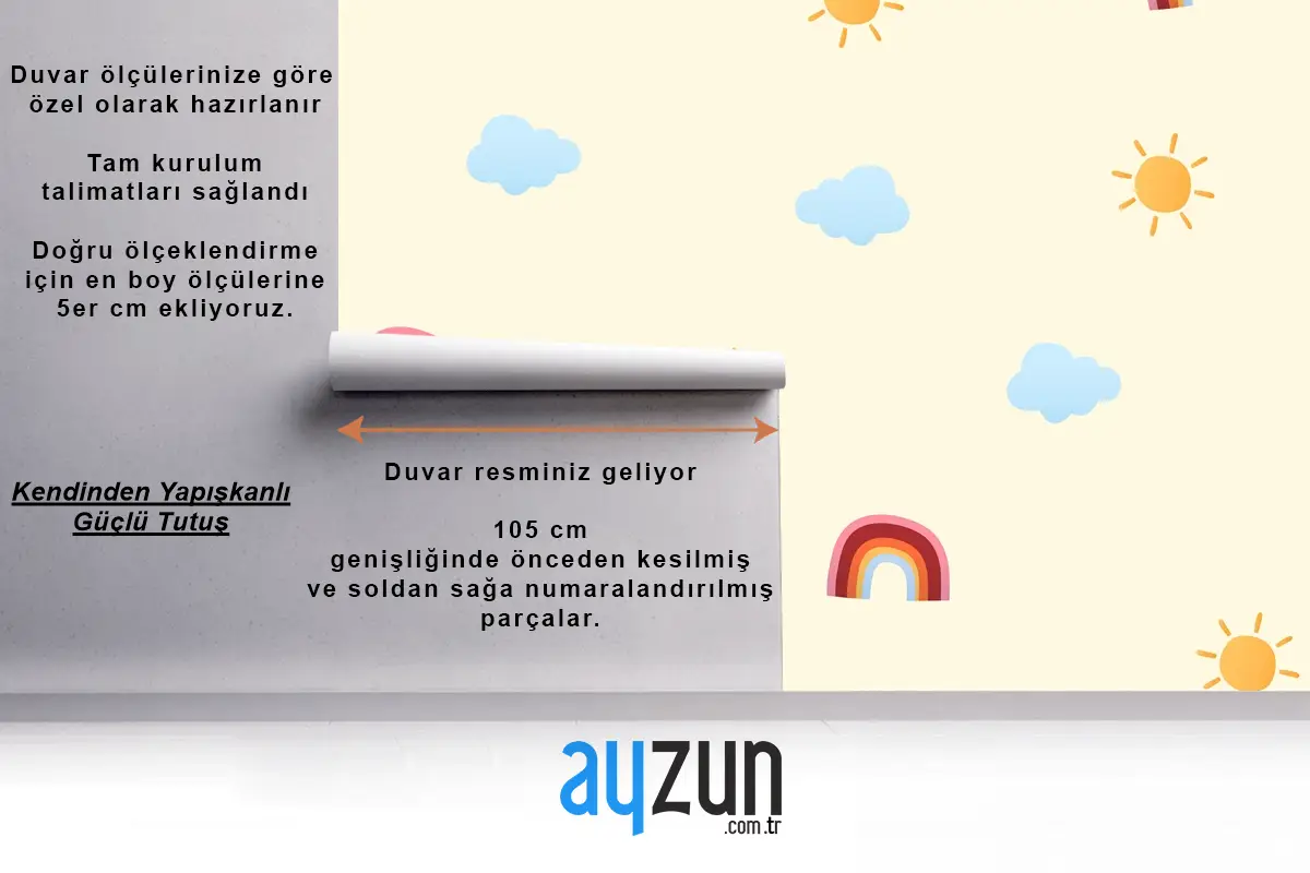 Sevimli Hava Desen Arka Plan Çocuk Odası Duvar Kağıdı