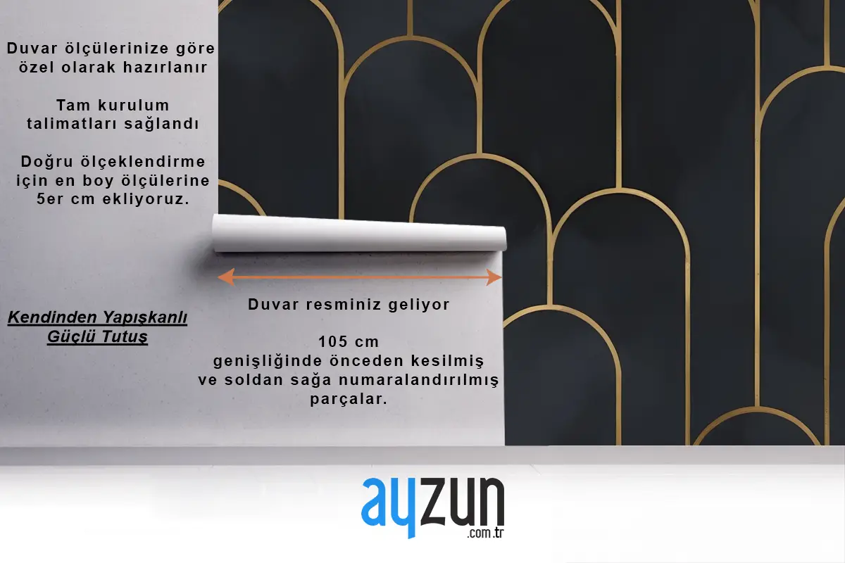 Karanlık Kemerler Art Deco Yatak Odası Duvar Kağıdı