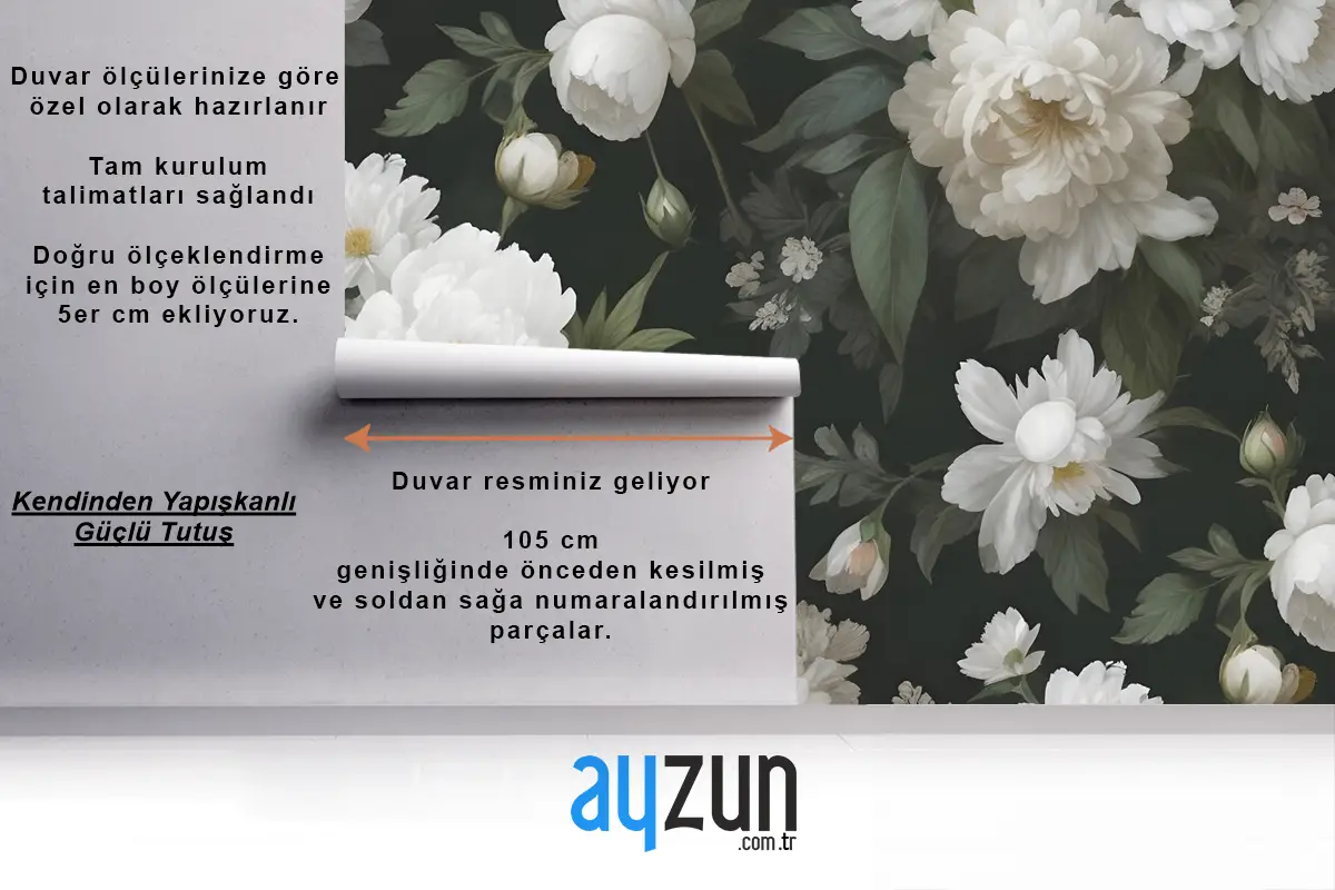 Koyu Çiçek Ve Beyaz Şakayık Çiçekleri Duvar Kağıdı