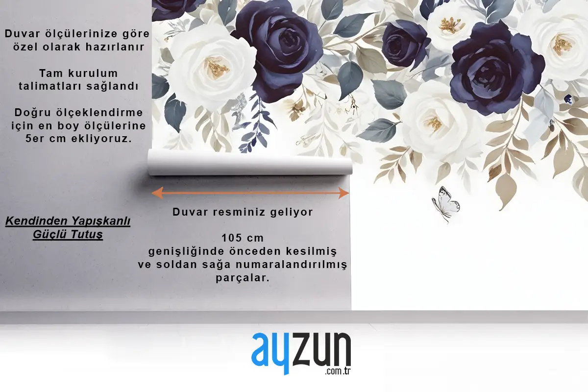 Koyu Çiçek Sanatı Duvar Kağıdı 