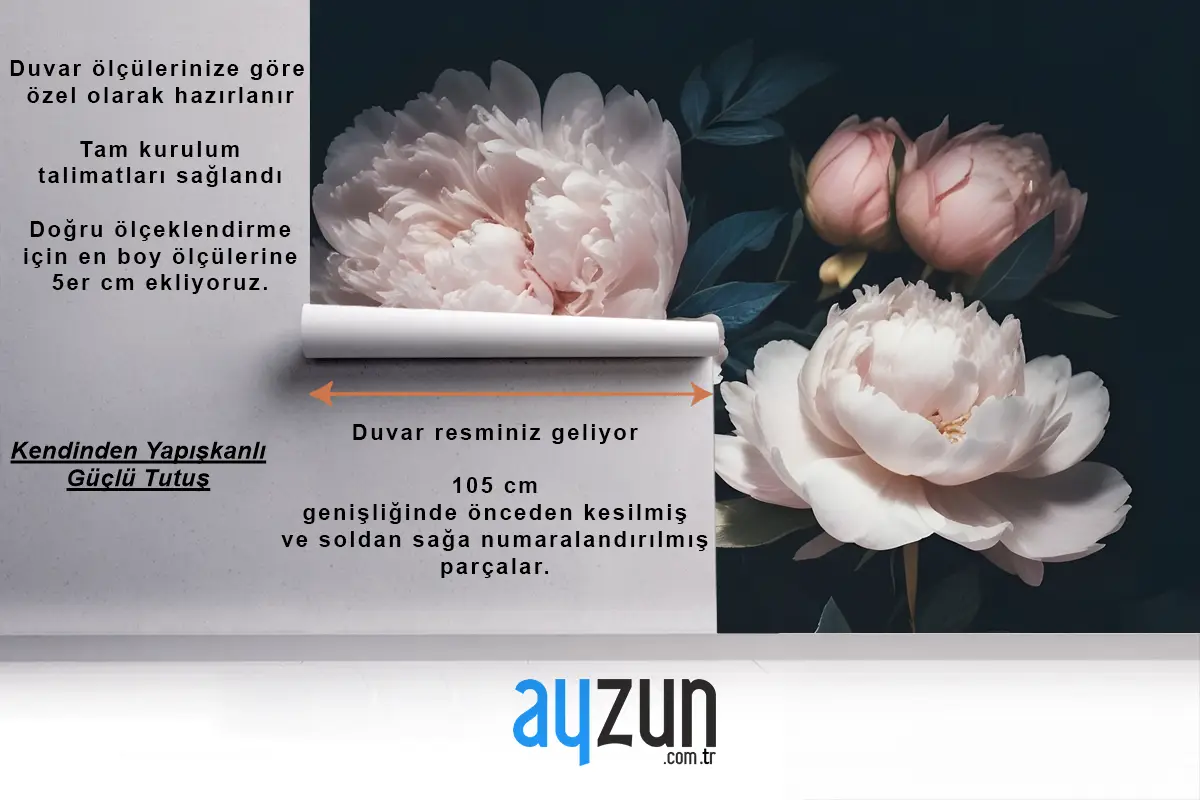 Koyu Çiçekli Şakayık Buketi Yatak Odası Duvar Kağıdı