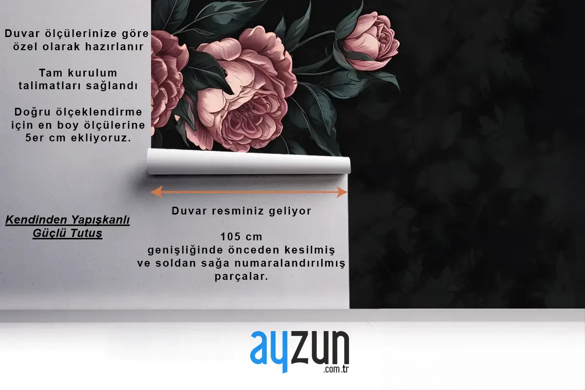 Koyu Çiçek Şakayık Çiçeği Çizim Duvar Kağıdı 