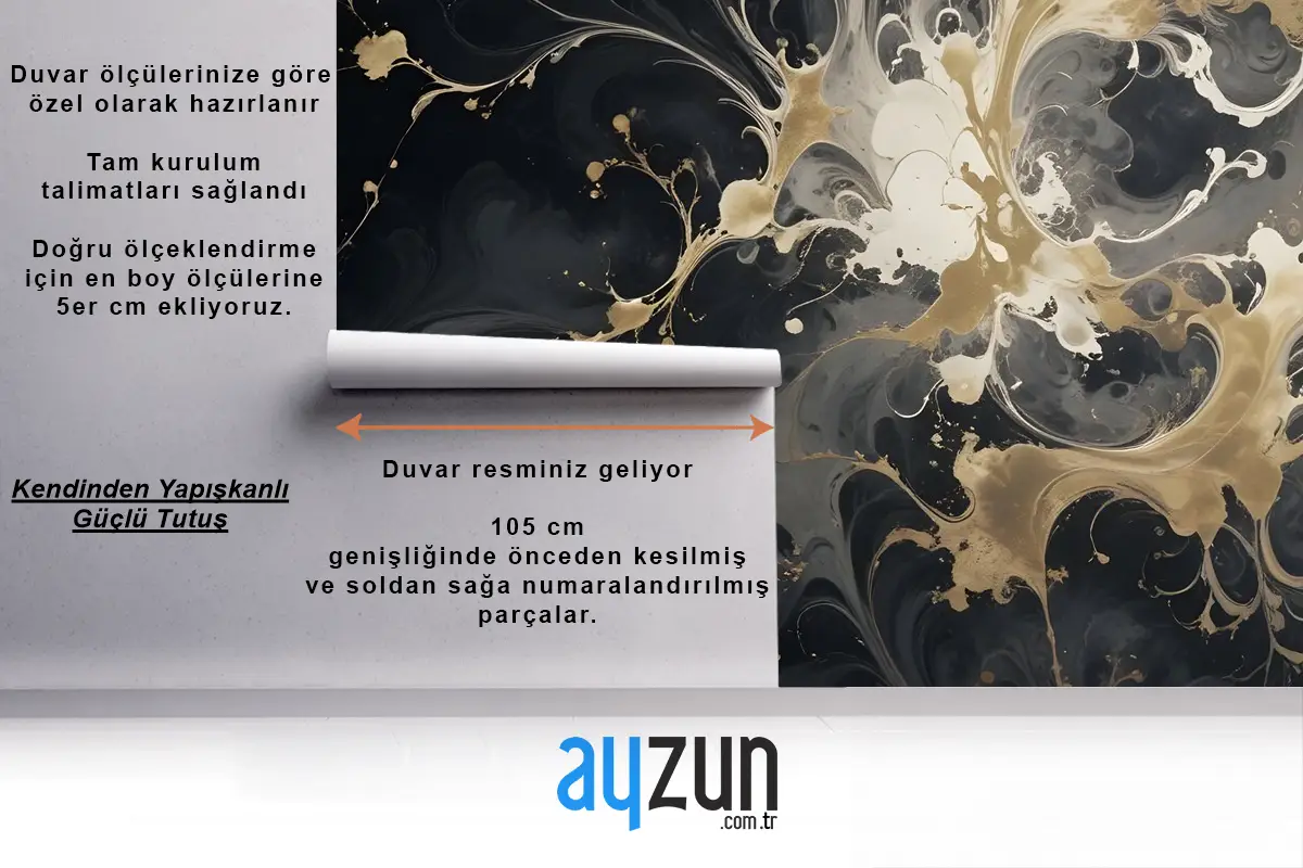 Altın Duvar Kağıdı  Ile Koyu Mermer