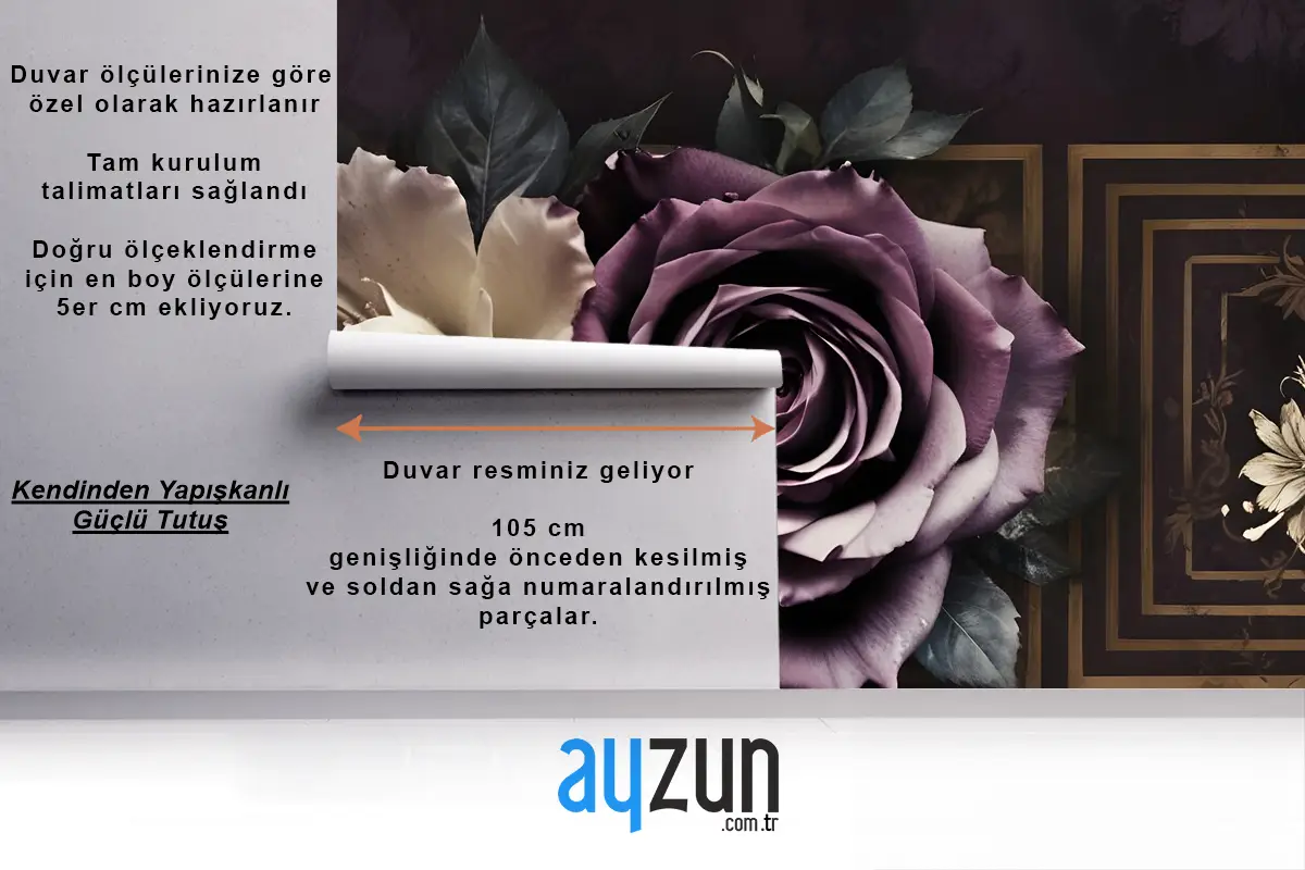 Koyu Gül Çiçek Duvar Kağıdı 