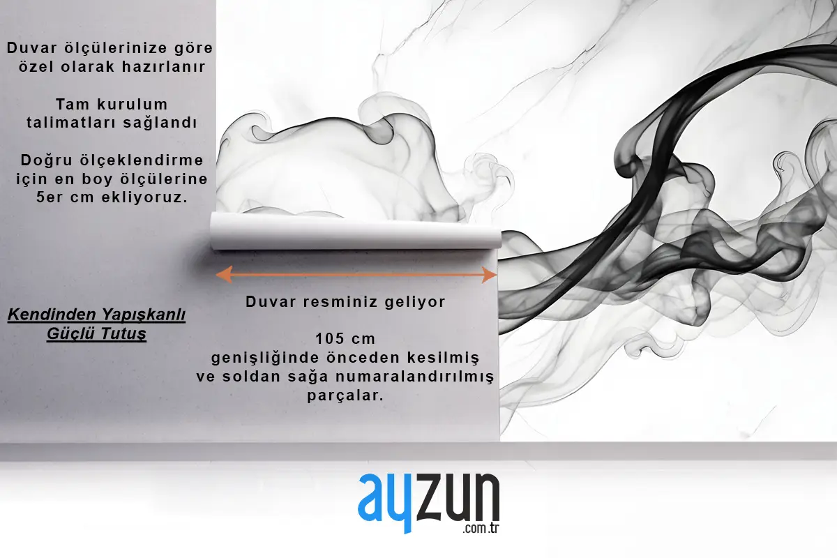 Mermer Desenli Duvar Kağıdı  Ile Koyu Duman