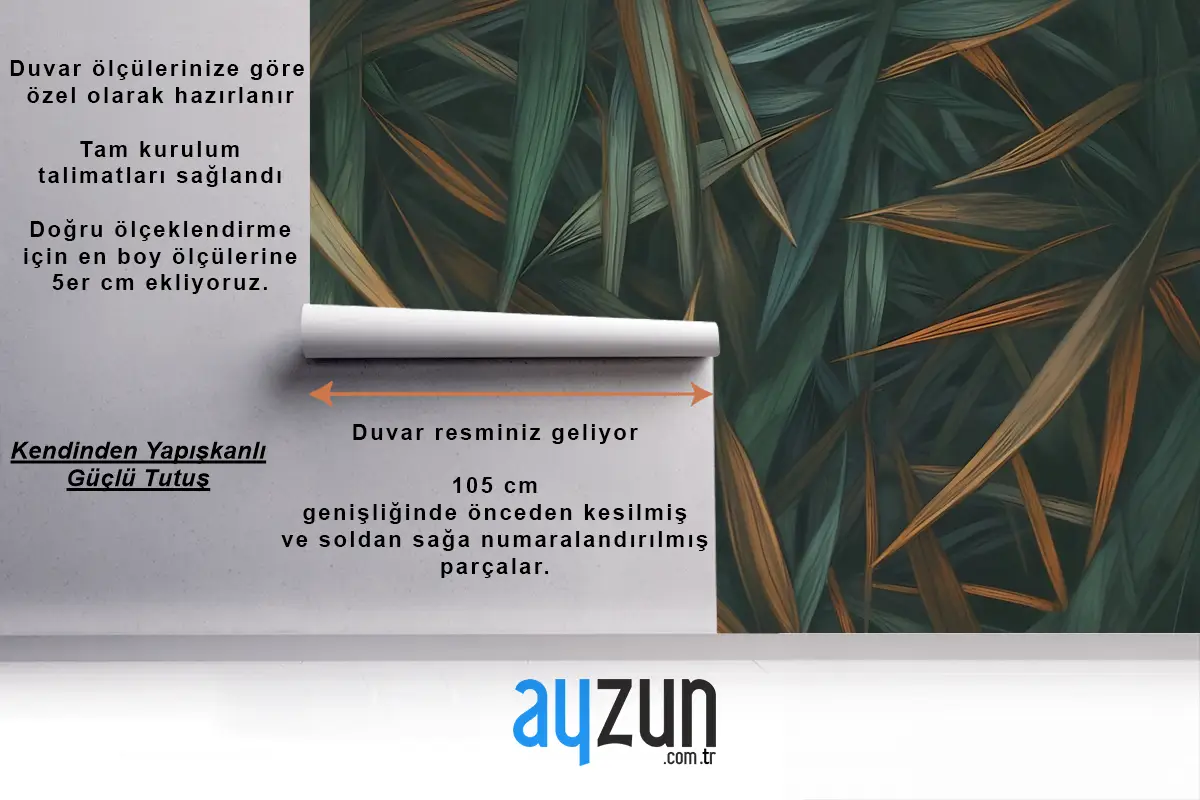 Koyu Tropikal Egzotik Palmiye Yaprağı Duvar Kağıdı