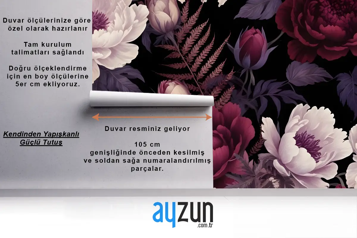 Koyu Suluboya Renkli Şakayık Çiçek Duvar Kağıdı 