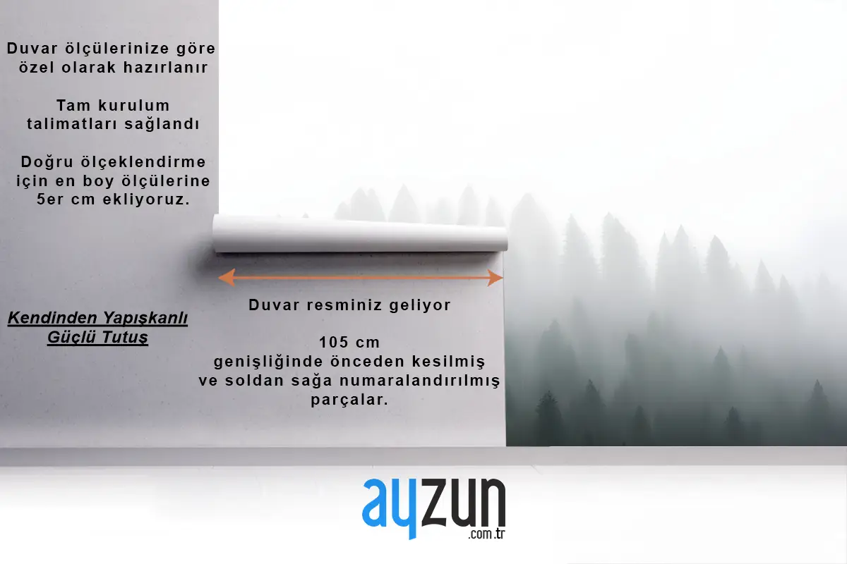 Derin Yeşil Ombre Orman Yatak Odası Duvar Kağıdı