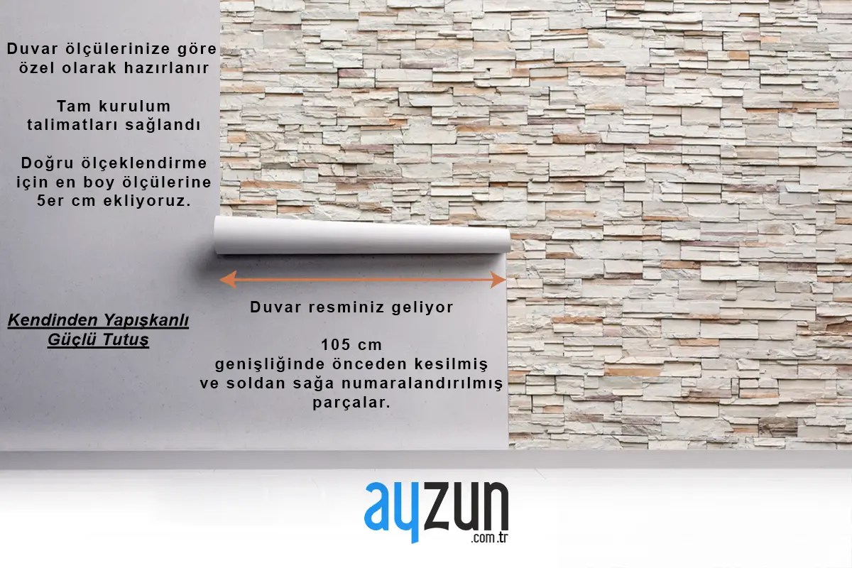 Dekoratif Taş Desenli Duvar Kağıdı