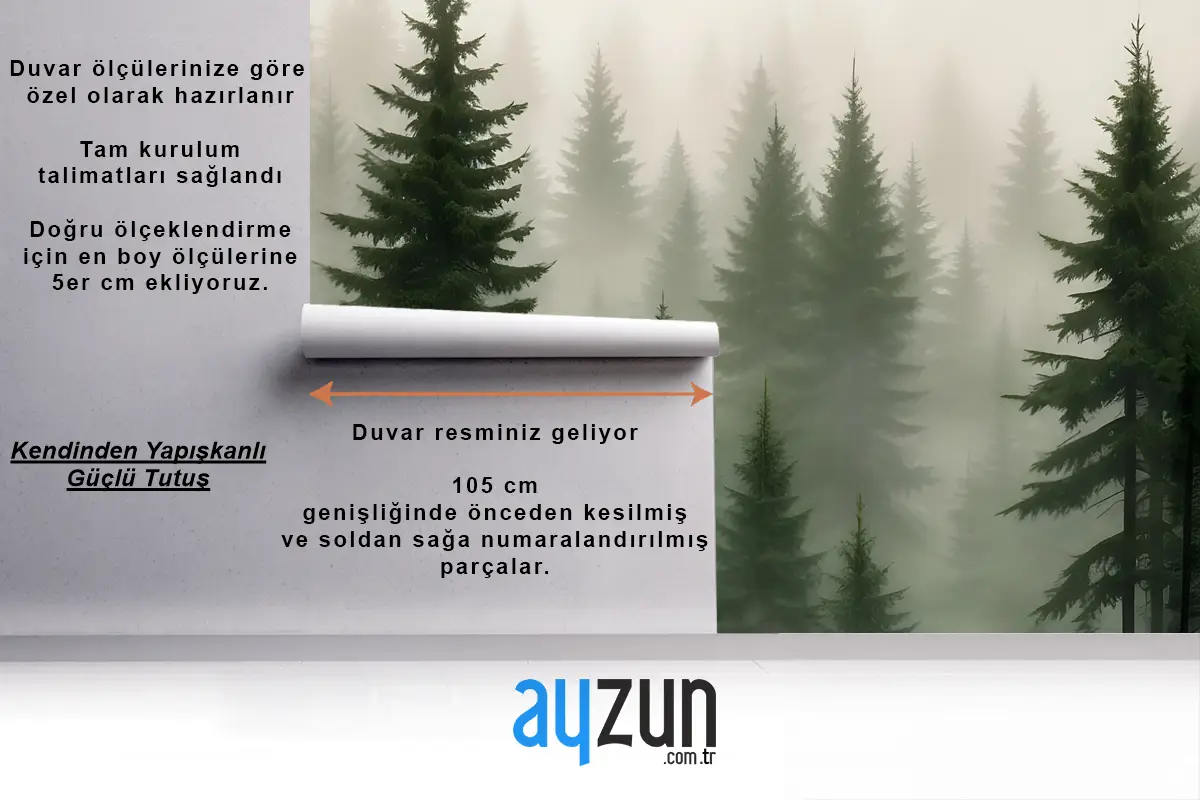 Sisli Sisli Bir Ortamda Uzun Yaprak Dökmeyen Ağaçlardan Oluşan Yoğun Orman Yatak Odası Duvar Kağıdı