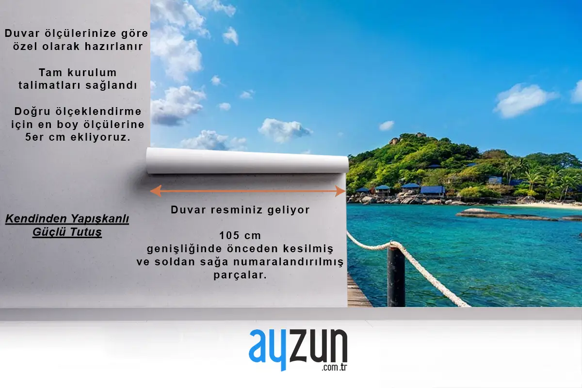 Derinlik 3 Boyutlu Iskele Deniz Manzara Duvar Kağıdı