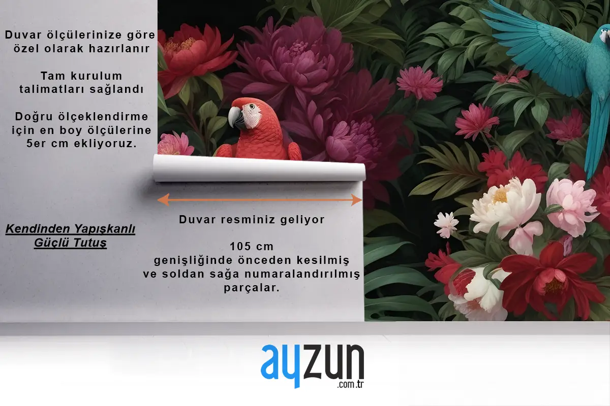 Canlı Tropikal Çiçek Düzenleme Yatak Odası Yatak Odası Duvar Kağıdı Dijital Resim