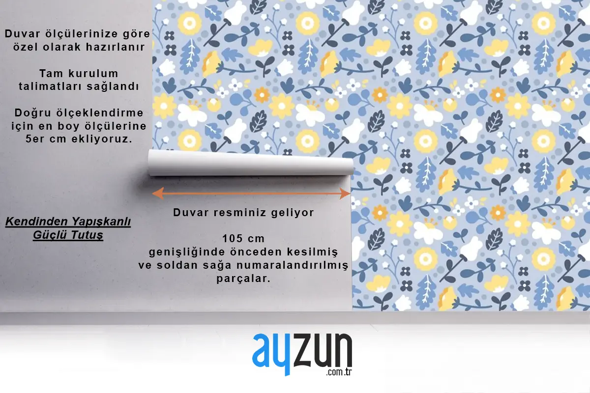 Ditsy Renkli Çiçek Duvar Kağıdı 