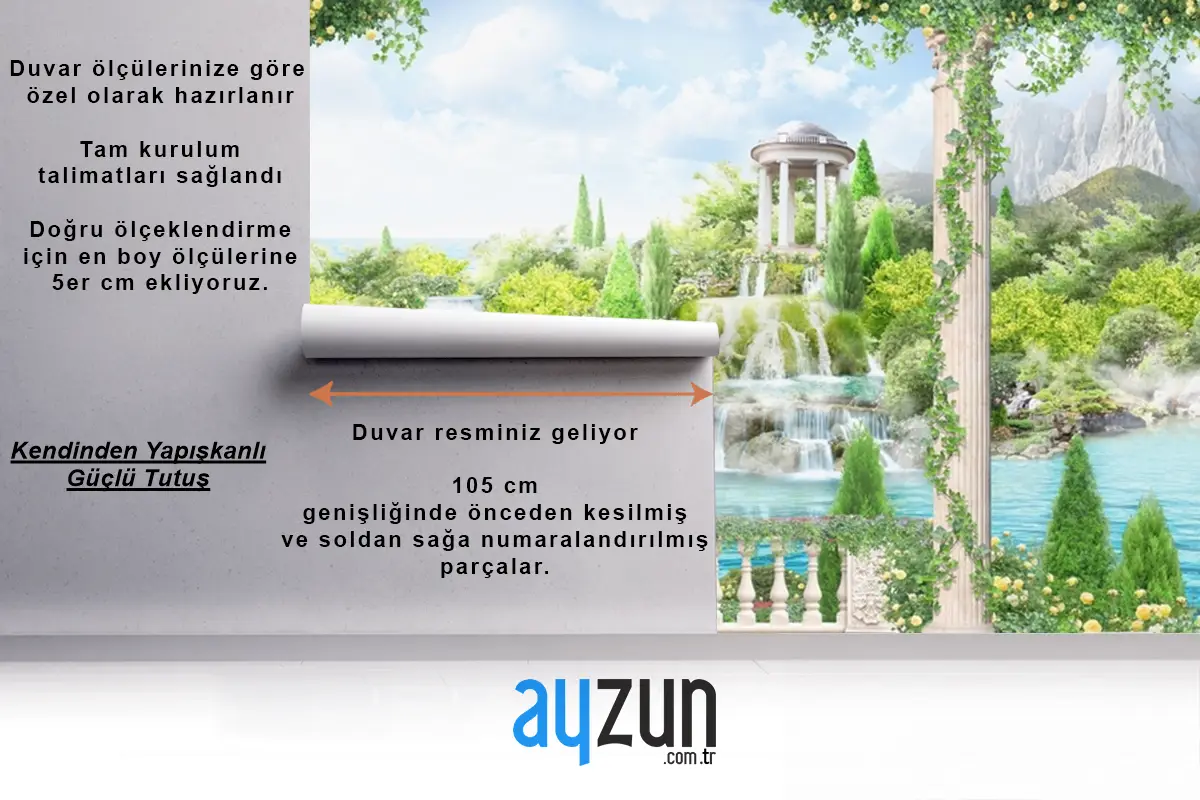 Doğa Şelale Mimari Balkon Manzara Duvar Kağıdı