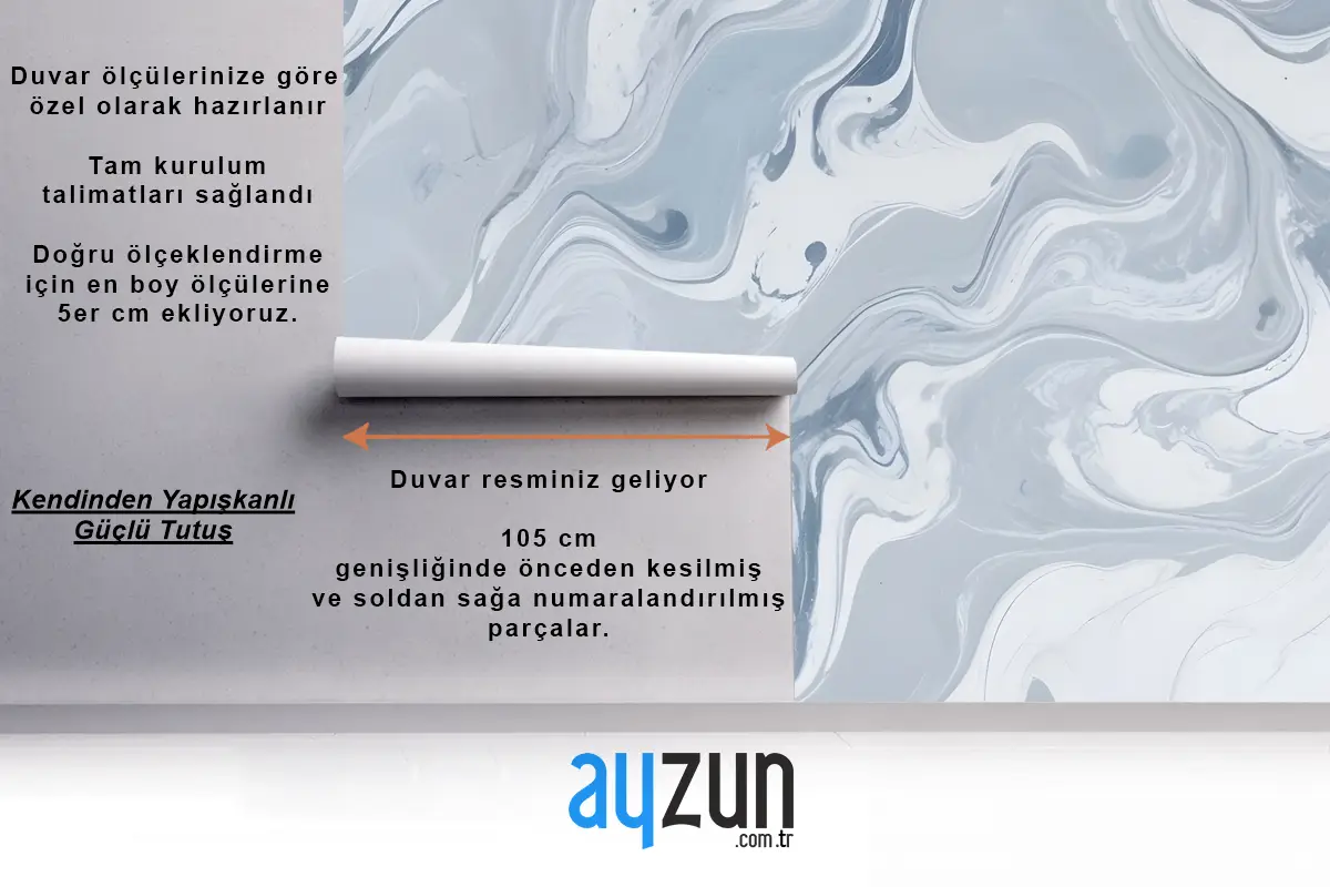 Drift Mavi Mermer Banyo Duvar Kağıdı