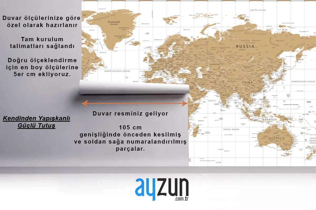 Dünya Haritası Vintage Altın Siyasi Duvar Kağıdı 