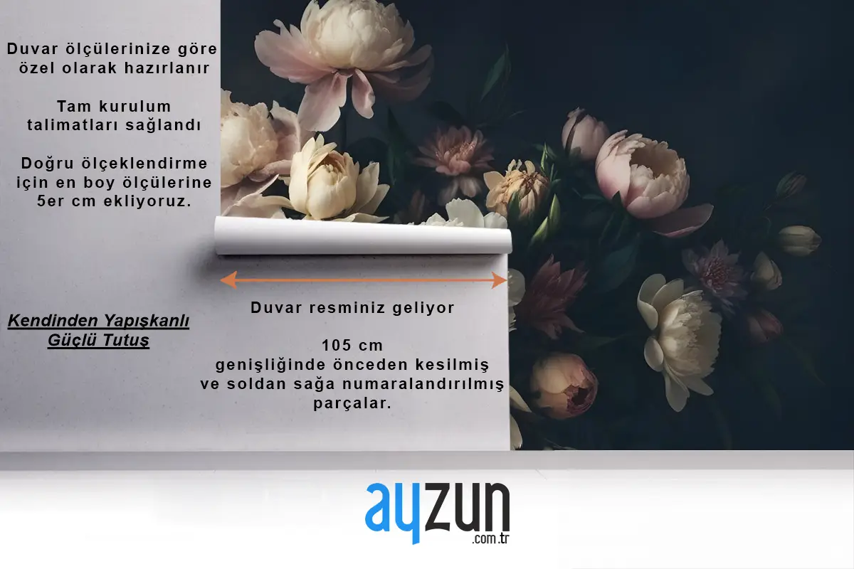 Hollanda Koyu Çiçek Yatak Odası Duvar Kağıdı