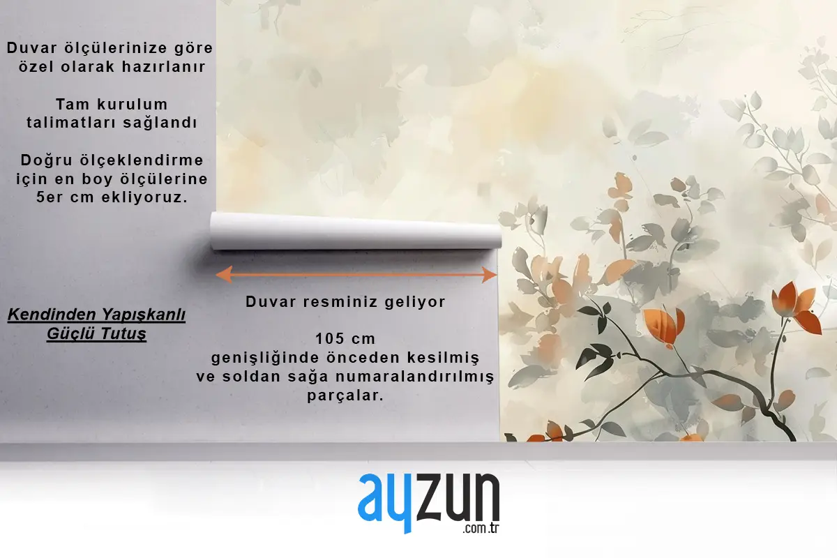 Duvara Büyüleyici Suluboya Tarzında Boyanmış Pastel Çiçekler Tv Arkası Duvar Kağıdı