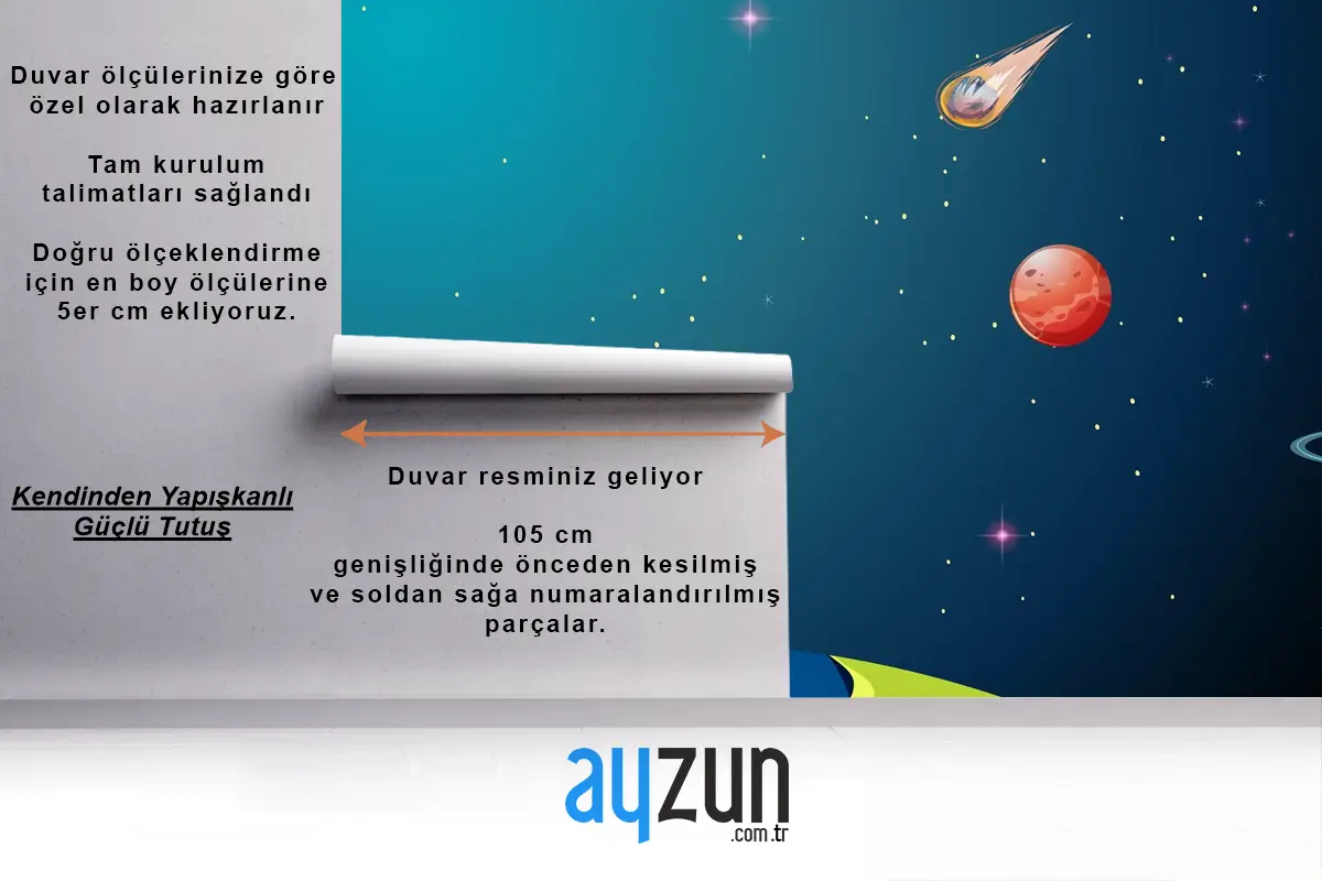 Dünya Ve Gezegenler Sahneleri Çocuk Odası Duvar Kağıdı